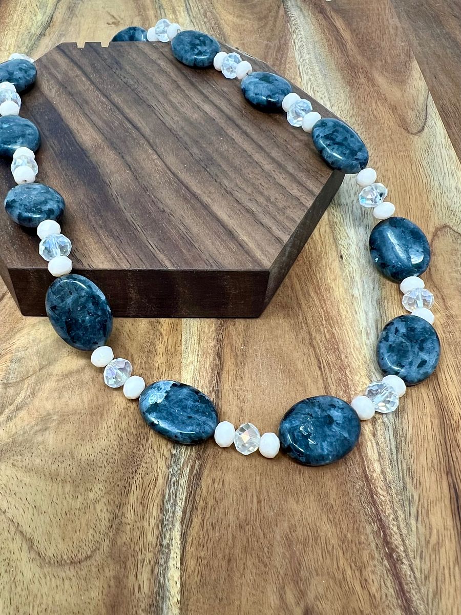 Handmade Necklace (Labradorite, Crystal, and Pale Pink) product image (1)