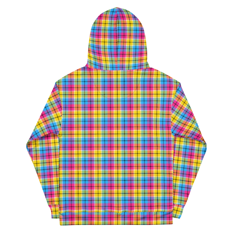 Hot Pink, Turquoise, and Yellow Plaid Hoodie product image (7)
