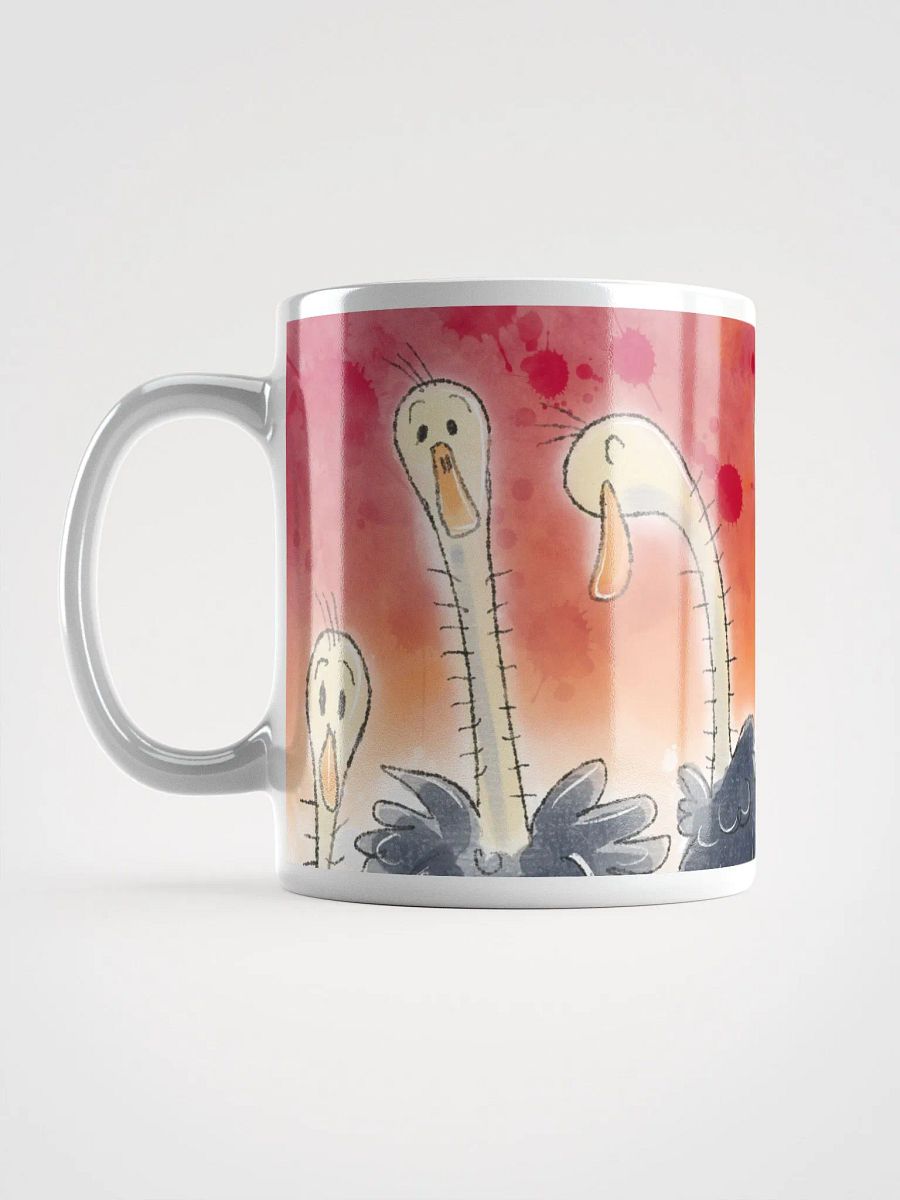Hand Drawn Expressive Ostriches White Glossy Mug product image (17)