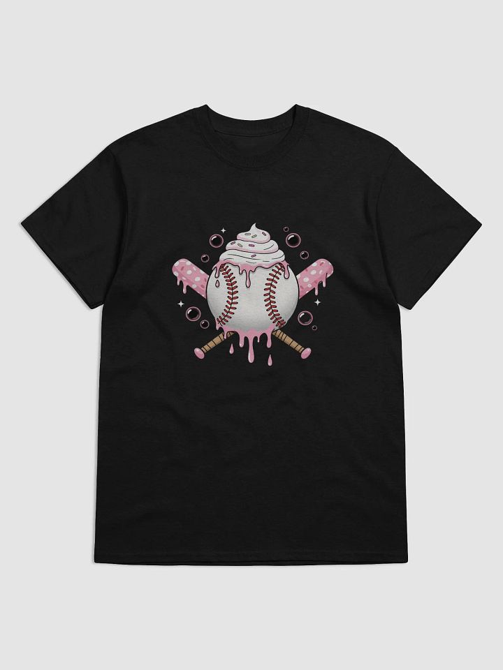 Sweet Softball Vibes T-Shirt – Cute Dripping Ice Cream Baseball & Pink Polka Dot Bats product image (5)
