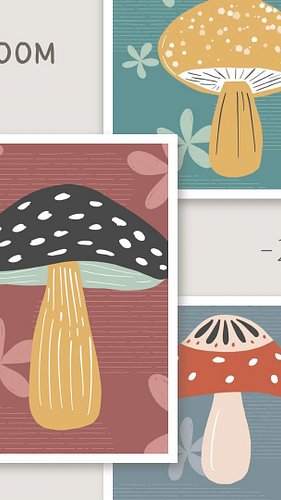 Time lapse video of mushroom illustrations in Procreate.