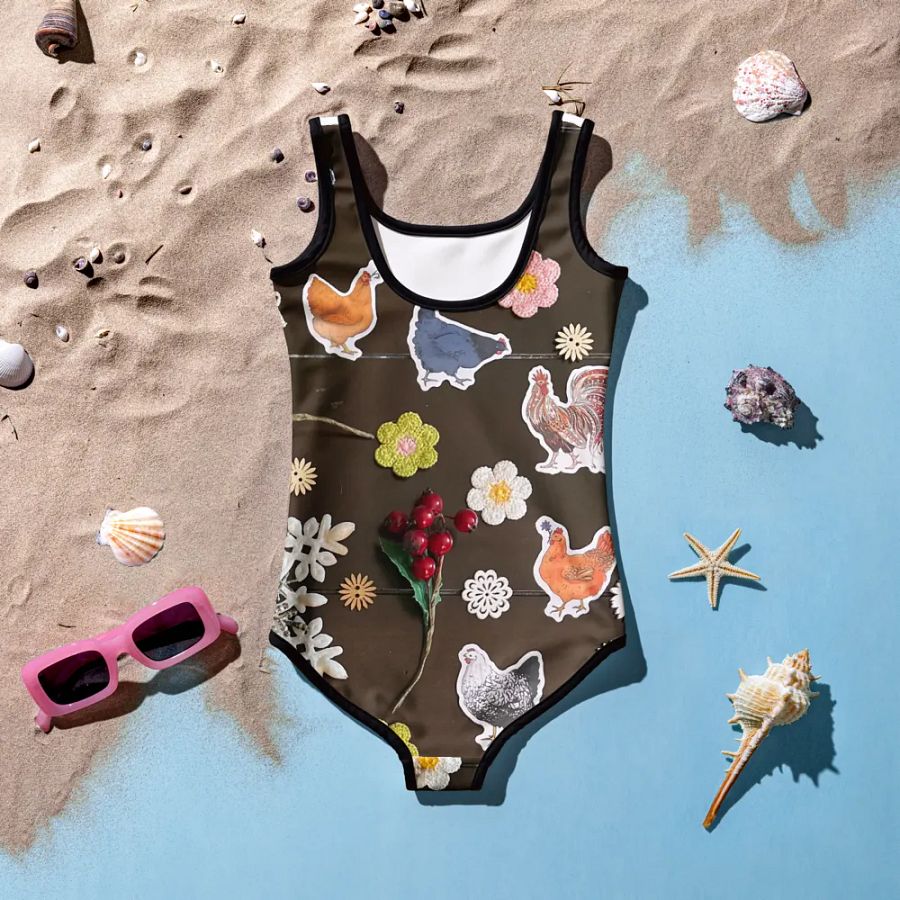 Chicken n Flowers Kids Swim Suit product image (12)