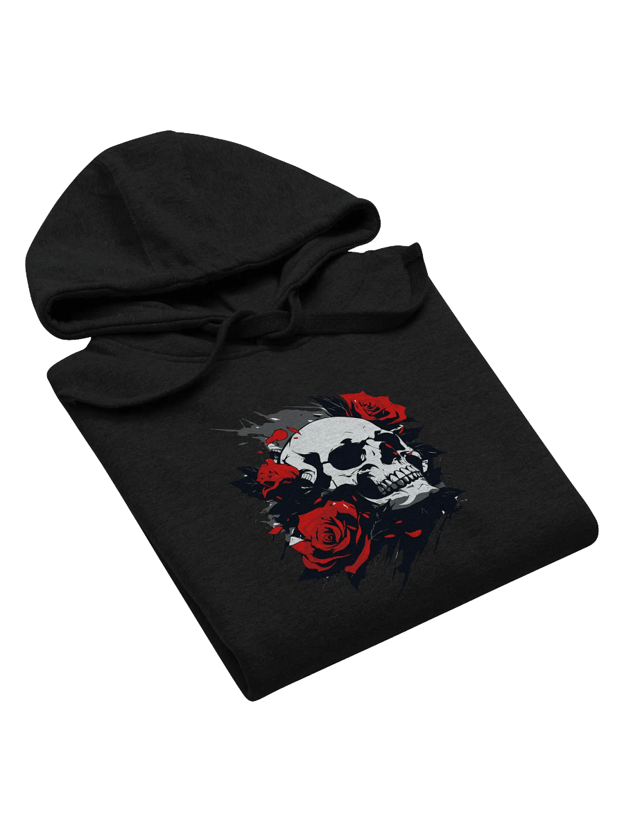 Rose-Adorned Skull Front Printed Hoodie product image (5)