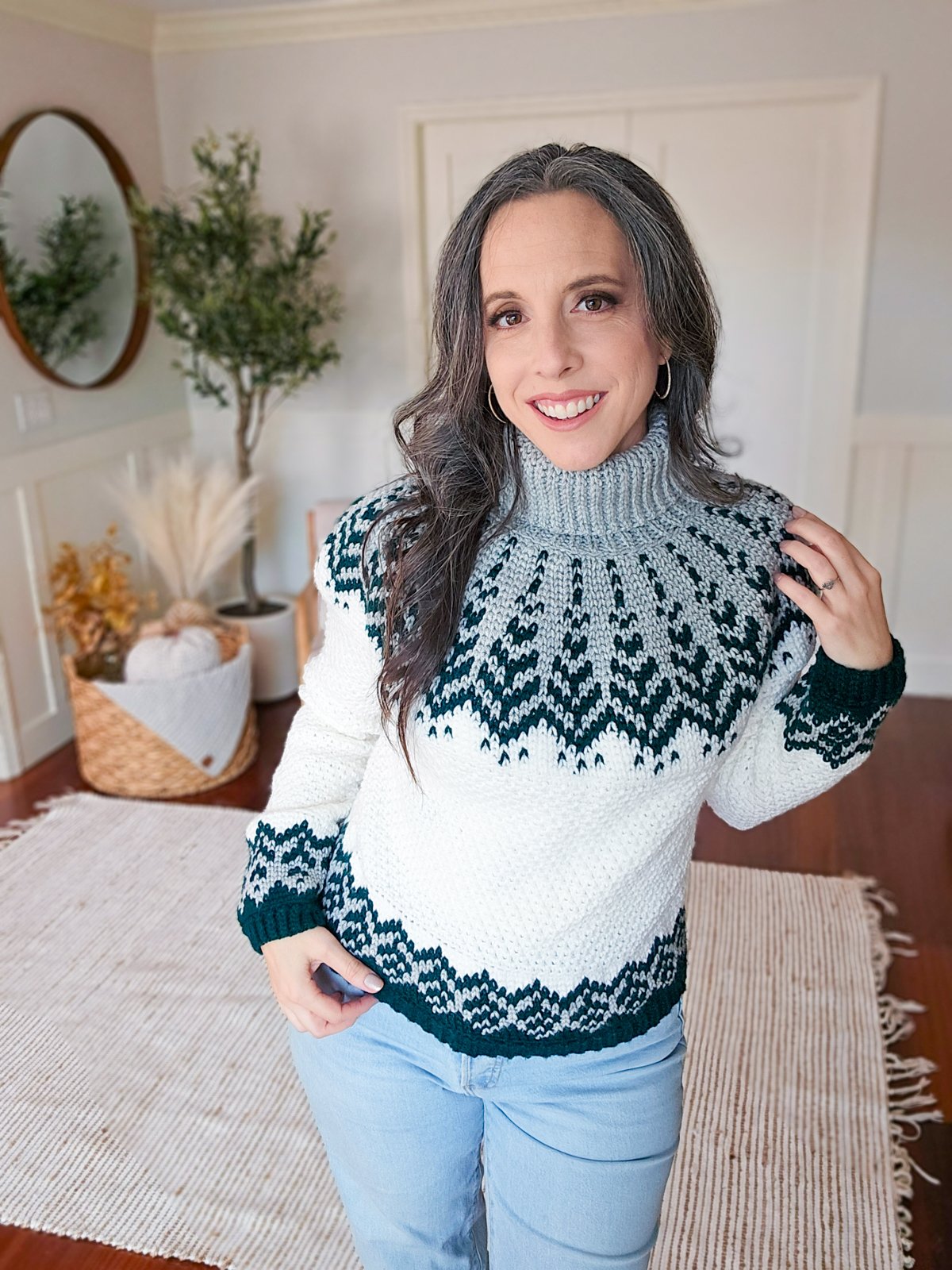 Pine Fair Isle Crochet Sweater Pattern product image (5)