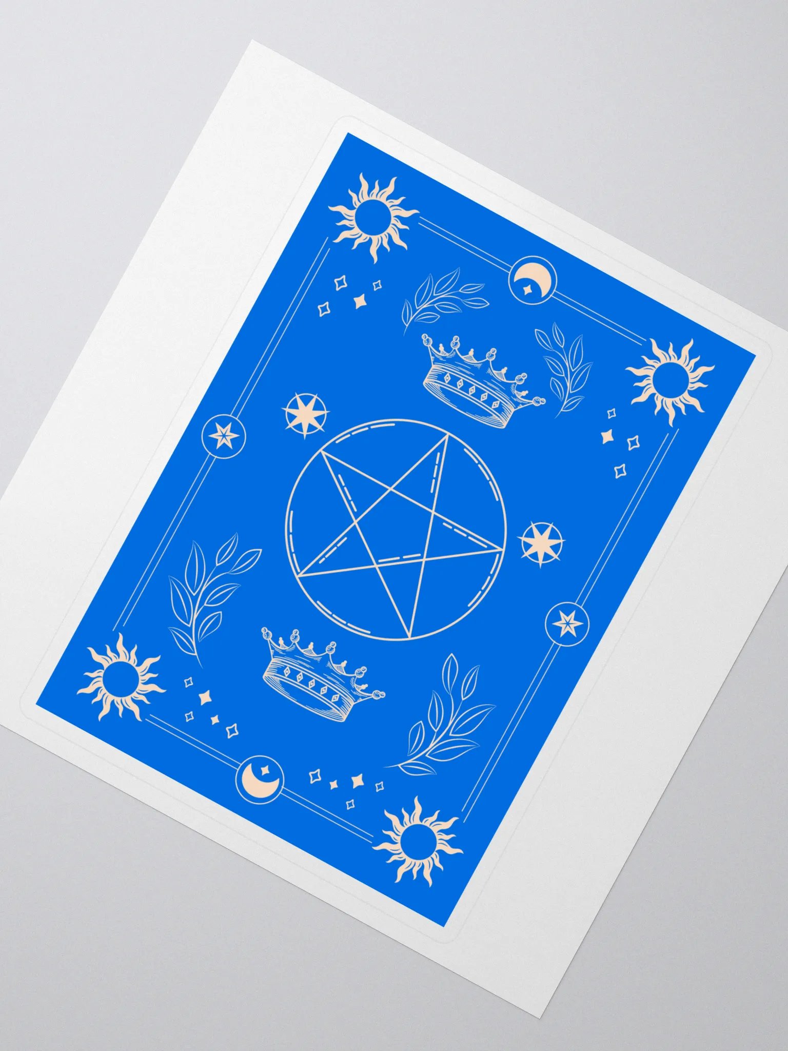 Crown and Pentagram Blue Tarot Card 5"x5" Sticker product image (2)