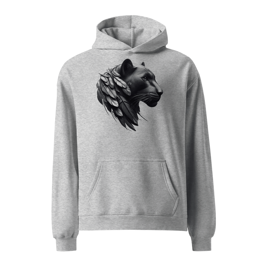 Men's Light Gray Hooded Pullover with Panther Mandala Design – High-Quality Print and Stylish Comfort! product image (1)