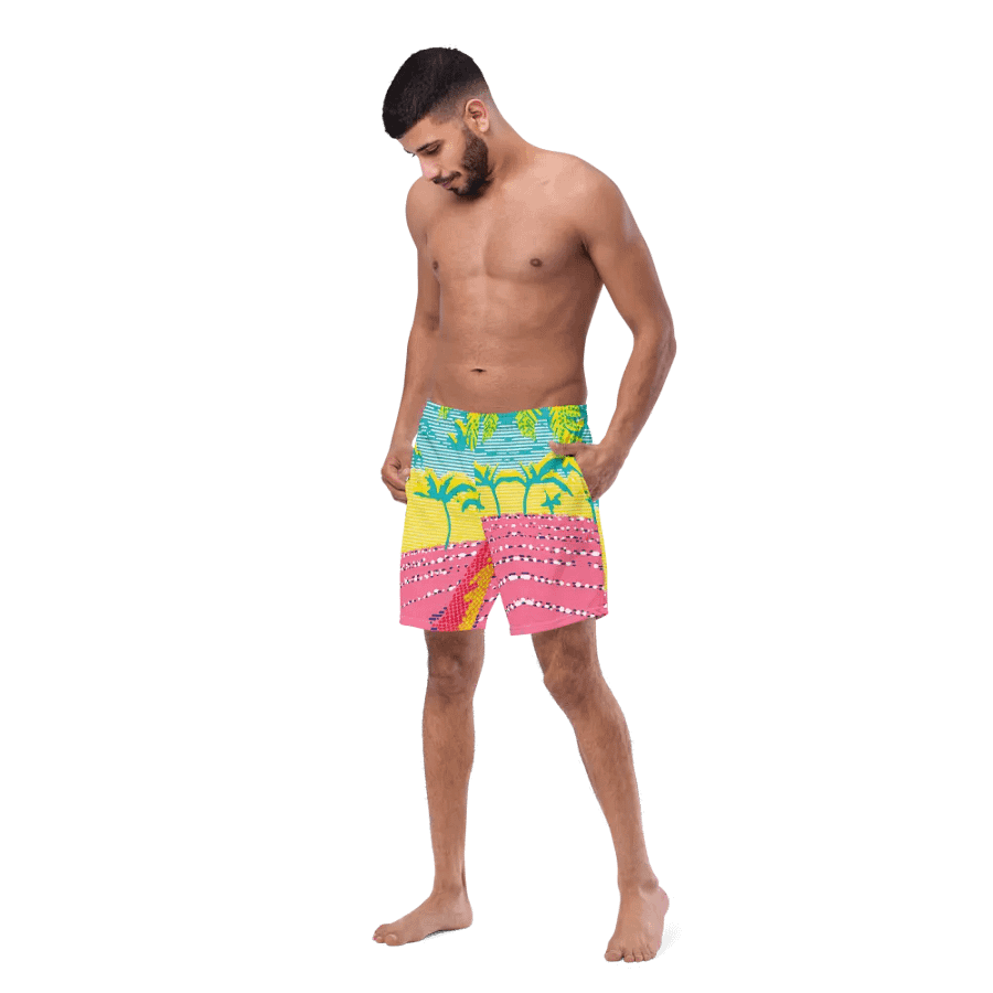 Neon Tropical Paradise All-Over Swim Trunks product image (1)