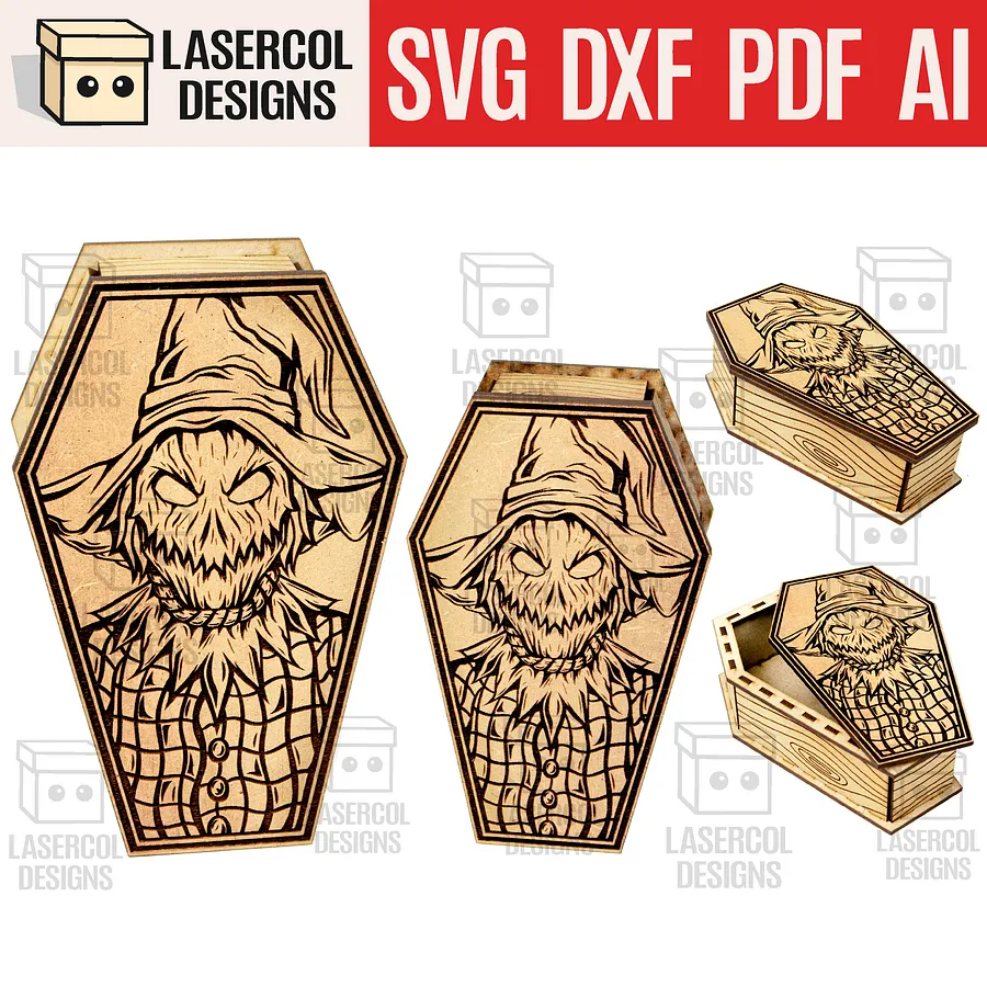 Halloween Coffin Box Set 4 (2 Sizes) - Laser Cut Files product image (1)