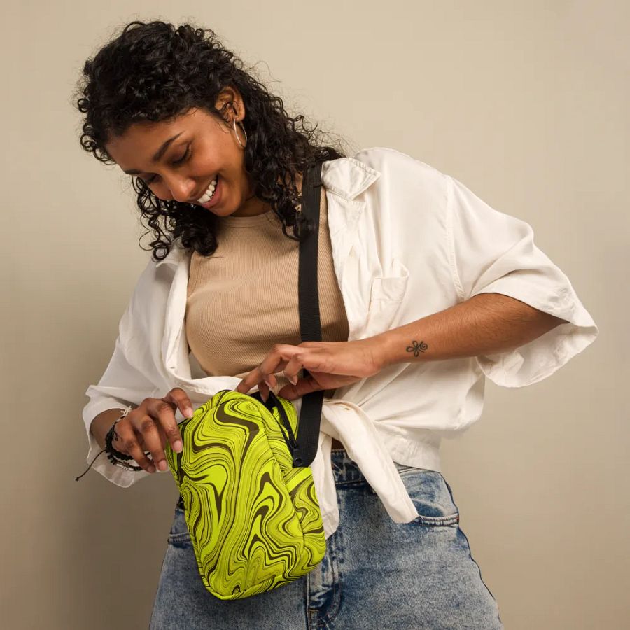Utility Crossbody Bag - Yellow Liquid Swirls product image (8)
