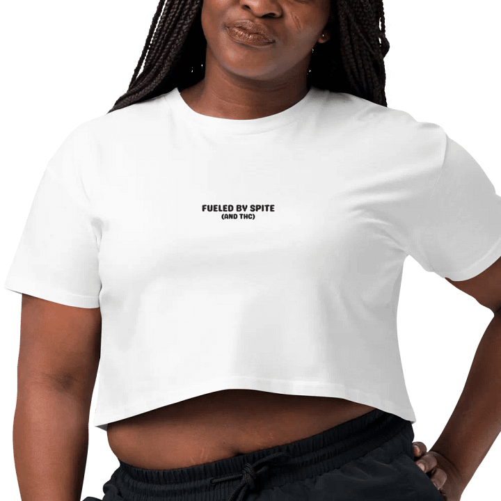 FUELED BY SPITE (black thread) embroidered cotton crop top product image (38)