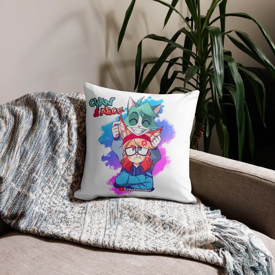 Cyan Teasing Alice's Ears All-Over Print Premium Pillow product image (8)