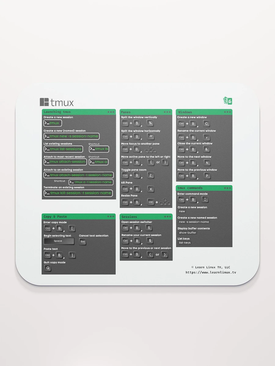 tmux Mouse Pad with Cheat Sheet (Color Variation) product image (3)