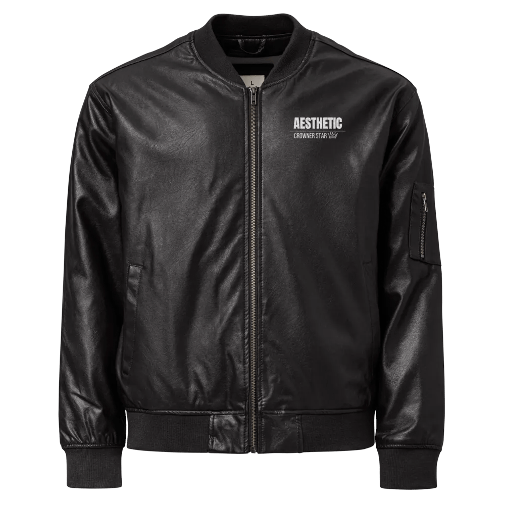 Crownerstar Aesthetic Faux Leather Bomber Jacket product image (1)