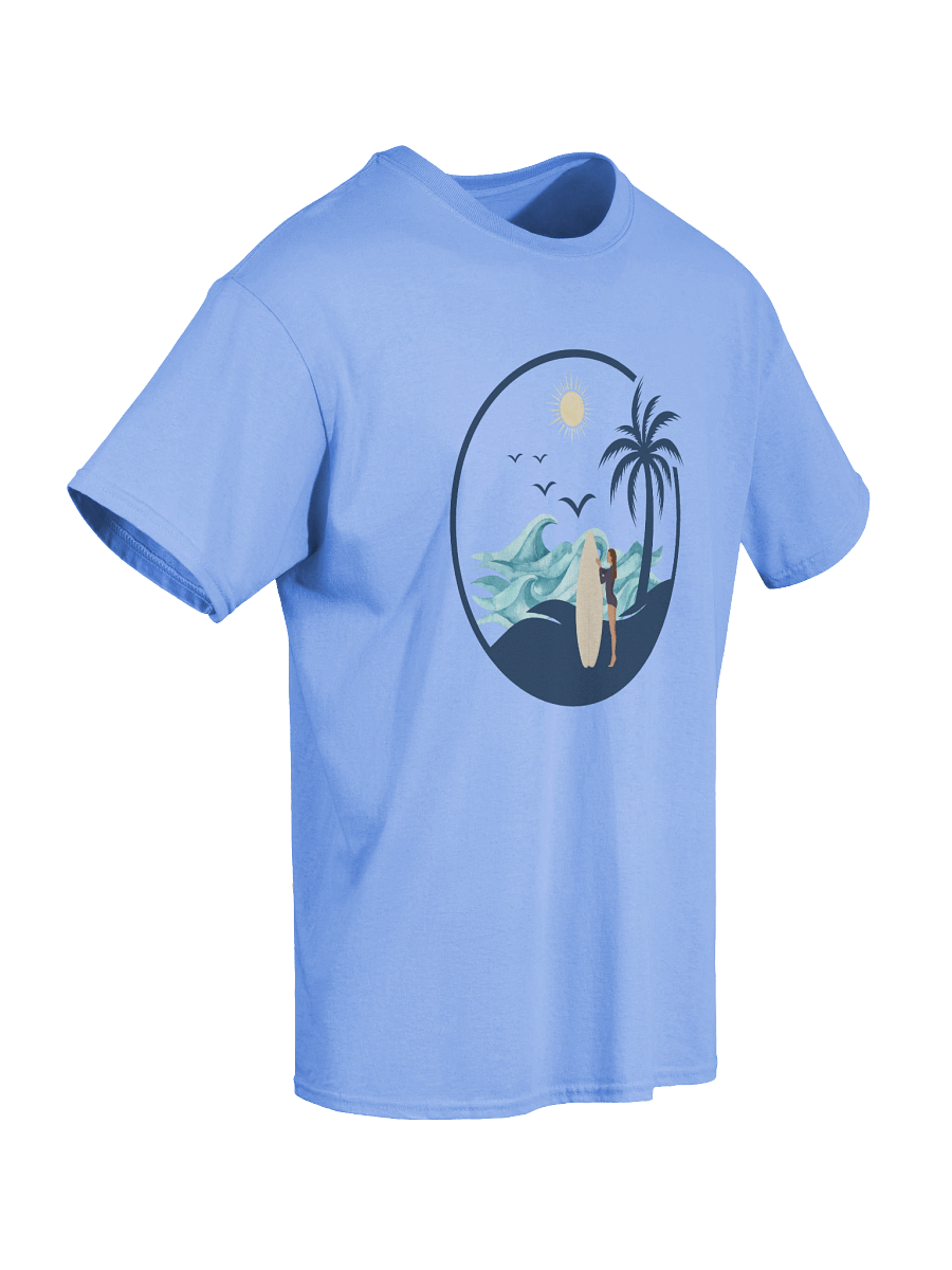 Vintage Surfer Girl Circle – Retro Palm Tree, Sun & Ocean Waves Design Tee product image (60)