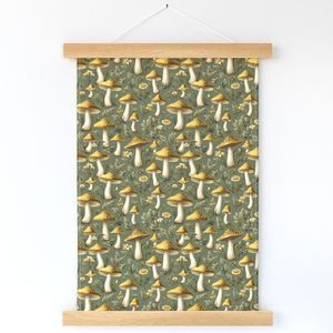 Seamless Pattern - Golden Mushrooms on Light Green product image (12)