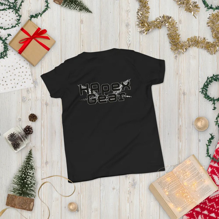 Youth Short Sleeve T-Shirt - Embroidered - Black HApex Gear White Logo product image (5)