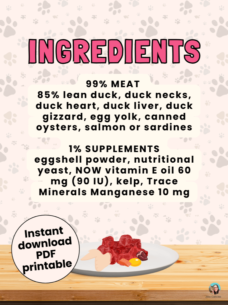 Duck & duck necks raw meaty bones cat food recipe ~ 1 recipe for adult cats product image (3)