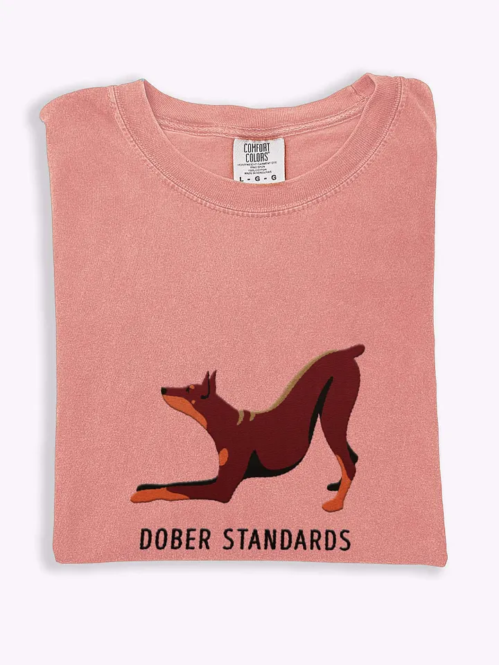 Dober Standards T-Shirt(Embroidered) of a Doberman Pinscher(Red) product image (1)