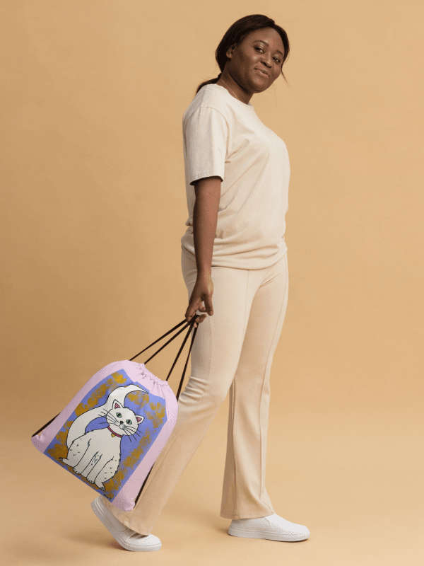 Cat (art by Dina R.) acrylic painting picture - Drawstring Bag product image (2)