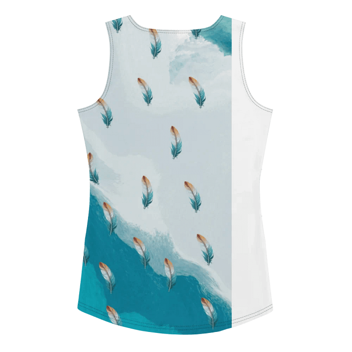 Ladies all over print tank top with colorful feathers design on abstract background. product image (2)