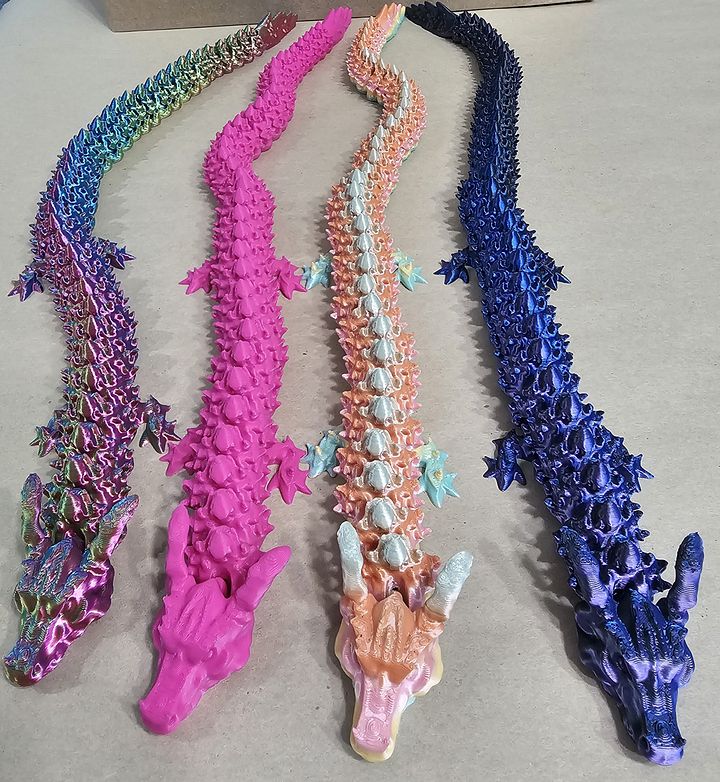 Flexi Dragon Toy – Articulated Fidget Dragon in Multiple Colors – 3D Printed Fantasy Creature Gift for Kids & Adults product image (1)