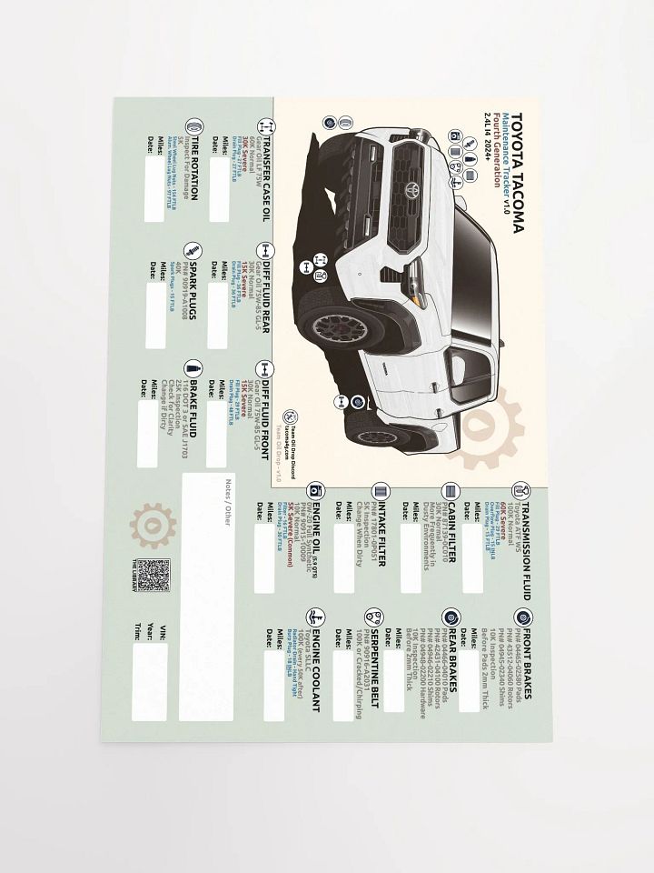 4TH GEN MAINTENANCE TRACKER V1.0 - White product image (2)