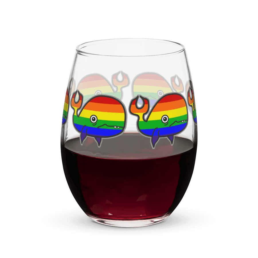 Rainbow Anxious but Proud Whale Stemless Wine Glass product image (6)