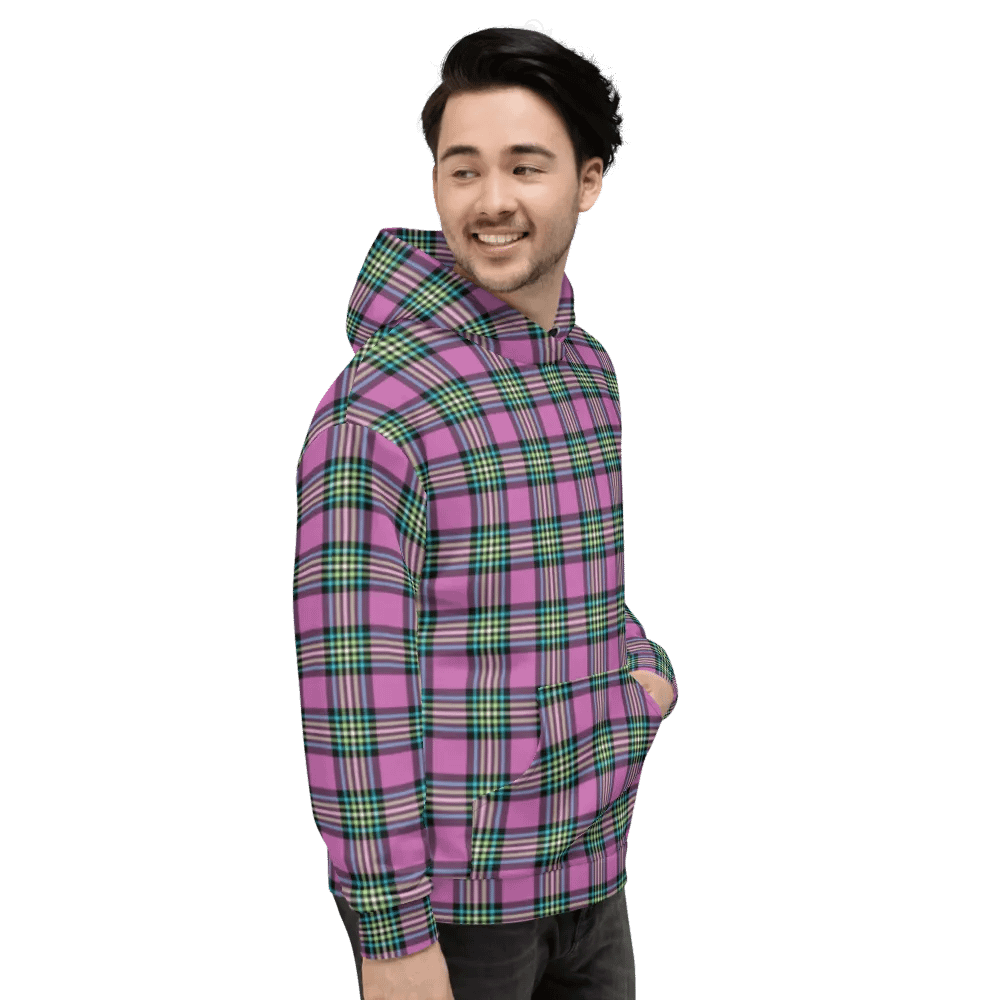 Purple Orchid and Turquoise Plaid Hoodie product image (4)