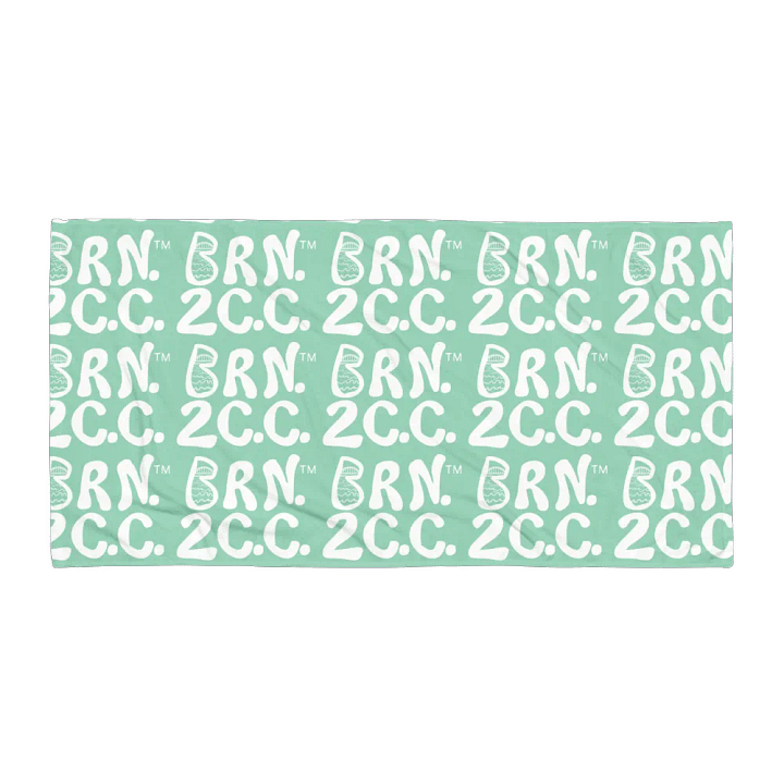 BRN.2C.C.™ | Coastal Classic Beach Towel | All-Over Logo Print | Vibrant Colors for Salty Souls | White Logo on Vista Blue Green product image (1)