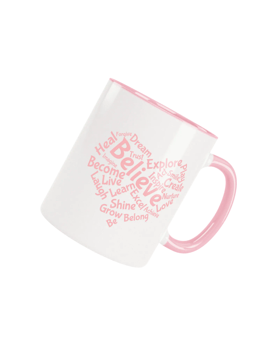 Motivational Heart Word Cloud Mug - with pink inner product image (3)