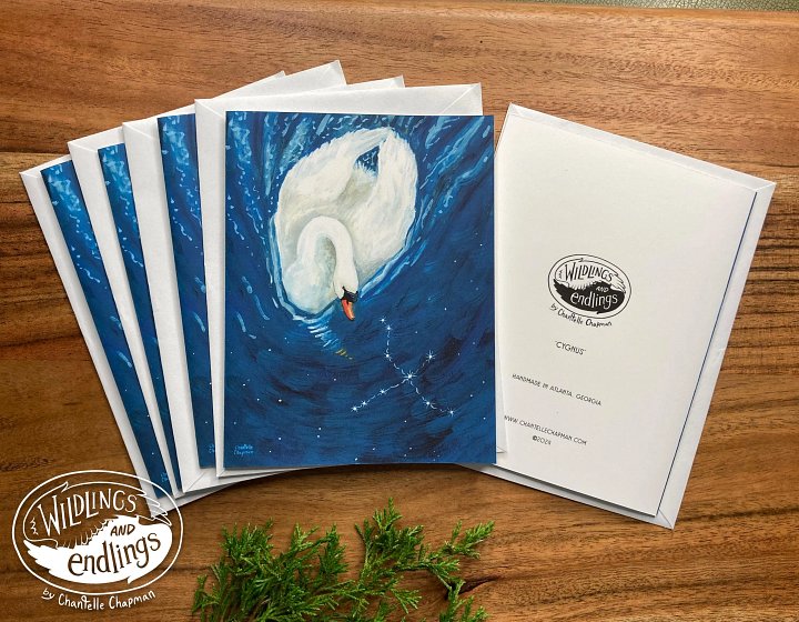 Swan Constellation 'Cygnus' - Set of 5 A2 Notecards with Envelopes product image (2)