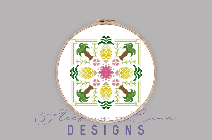 Tropical Pineapples - Digital Cross Stitch Pattern product image (1)