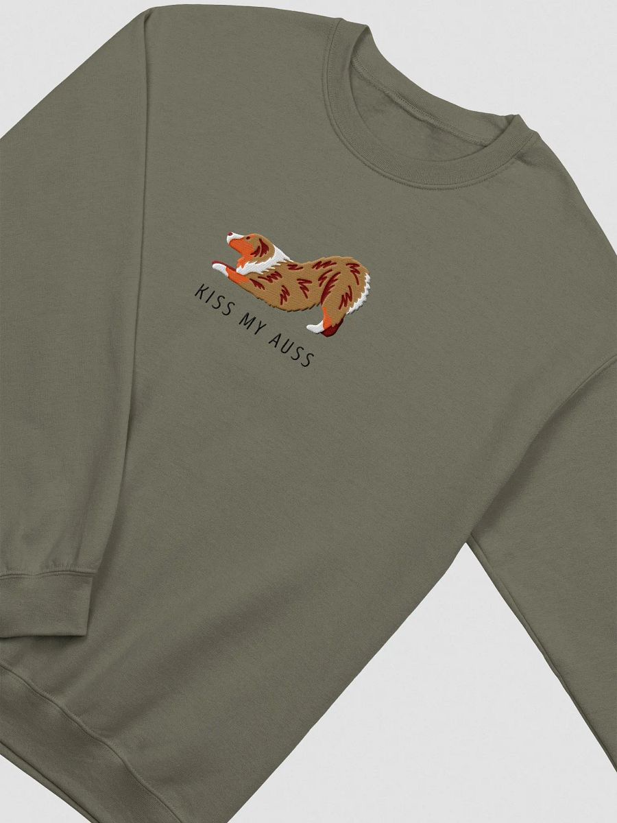 Kiss My Auss(2) Sweatshirt (Embroidered) of an Australian Shepherd(Red Merle) product image (5)