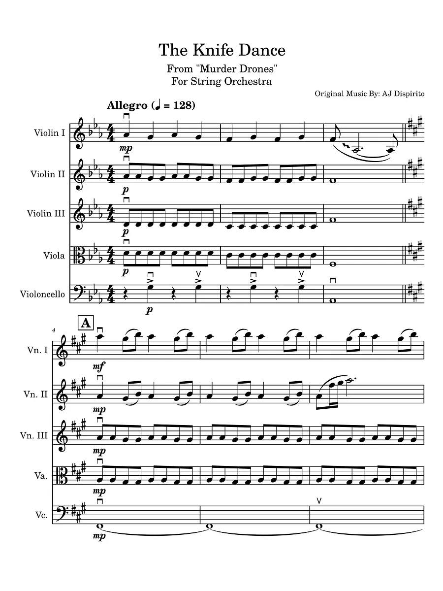 The Knife Dance (From "Murder Drones") Orchestra Cover Sheet Music product image (1)