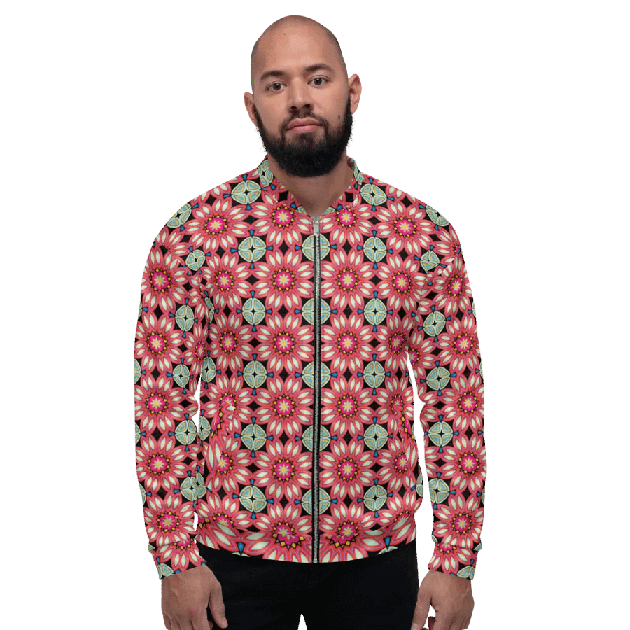 Fractal Batik Maroon Bomber Jacket product image (7)