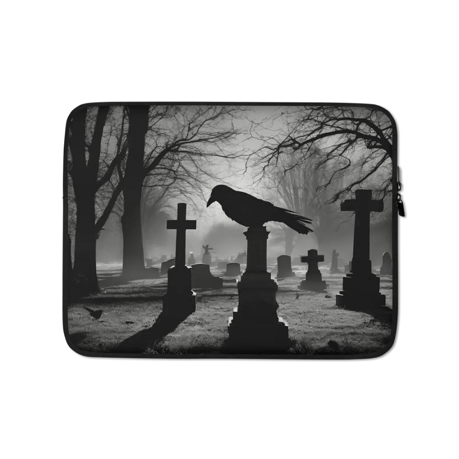 Ravens Rest Laptop Sleeve Goth Cemetery Grave Shadows Creep Dark Art Cover Art product image (1)