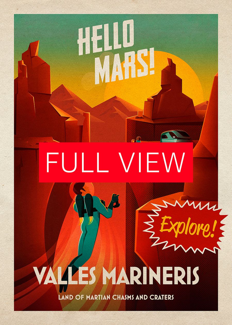 Hello Mars! Valles Marineris — Vintage space poster product image (3)