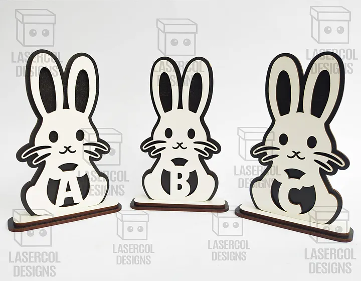 Easter Bunny Monogram Set 2 (3 Sizes) - Laser Cut Files product image (2)
