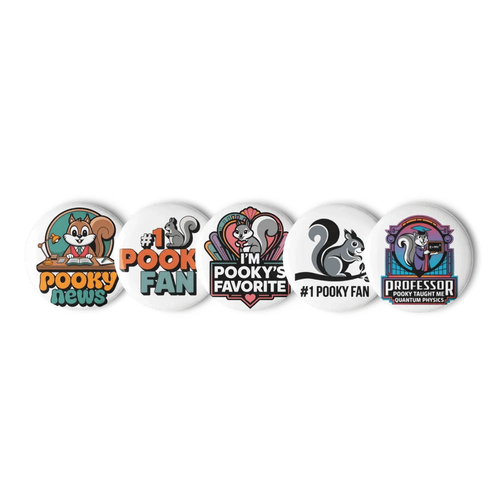 Original Pooky Artwork Buttons: Set of Five -u product image (1)