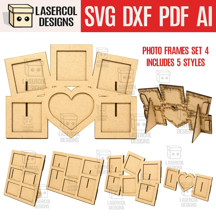 Photo Frames Bundle (Set 1-2-3-4) - Laser Cut Files product image (6)