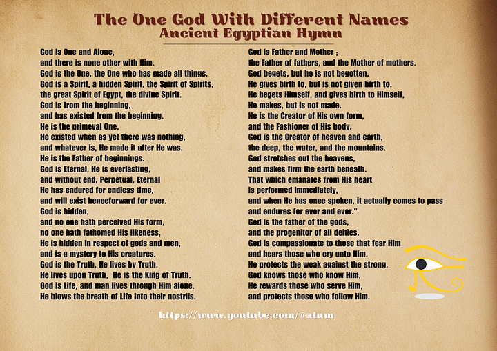 Ancient Egyptian Hymn to the One God with many names product image (1)