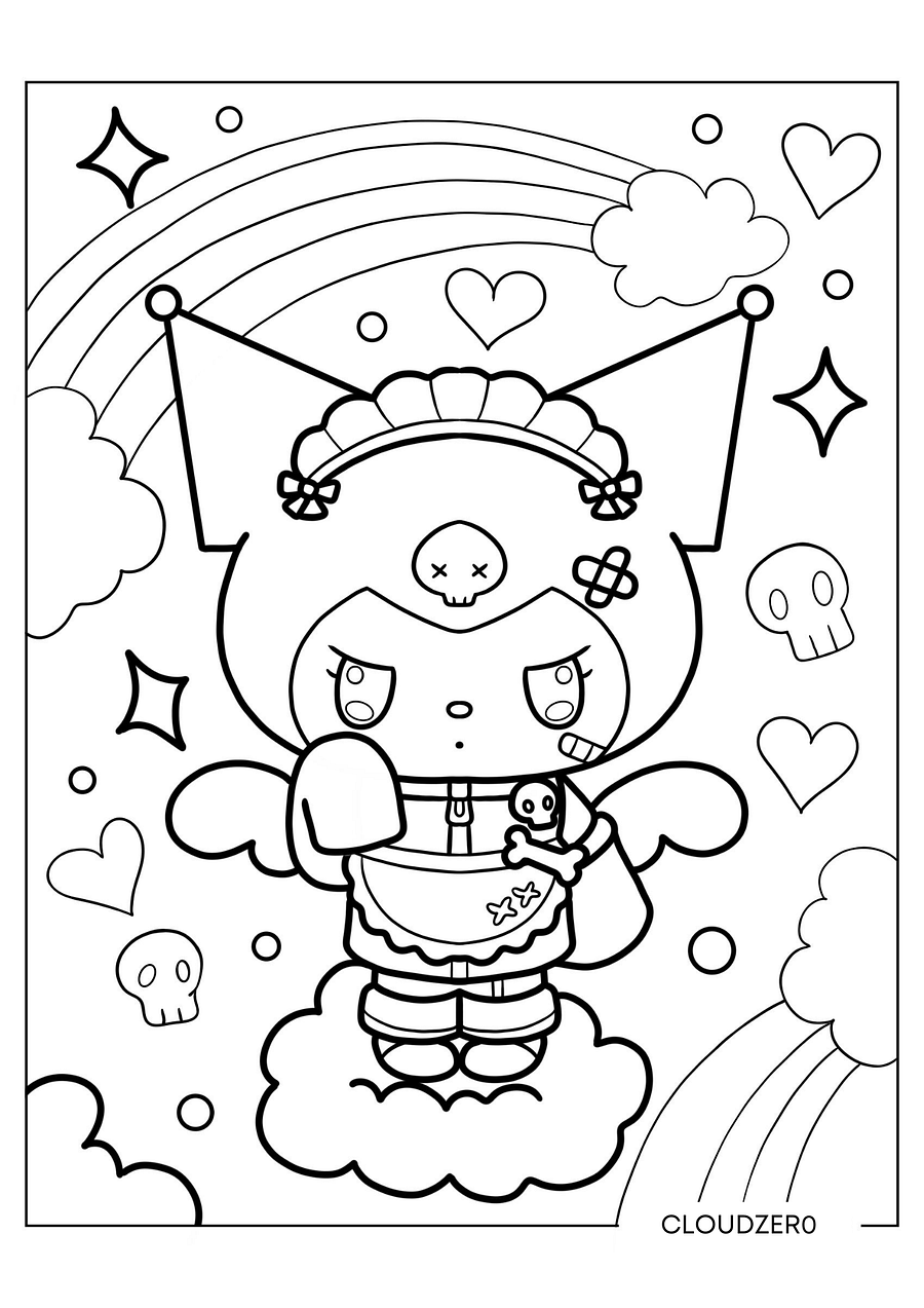 Free Kuromi coloring page 21 pages product image (5)