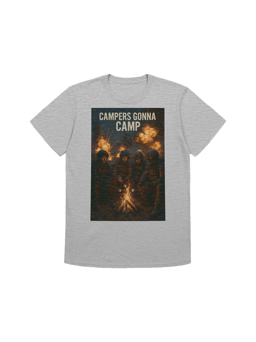 Campers Gonna Camp – Realistic COD Operator Camping T-Shirt | Funny Gamer Military Campfire Tee product image (1)