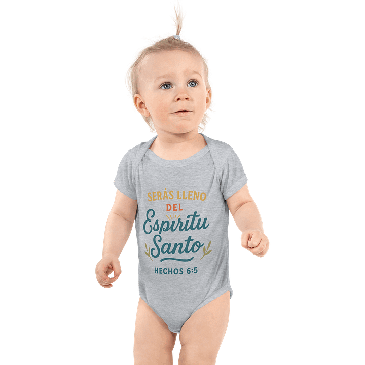 Christian Baby Bodysuit – “Serás Lleno del Espíritu Santo” – Spanish Acts 6:5 product image (1)