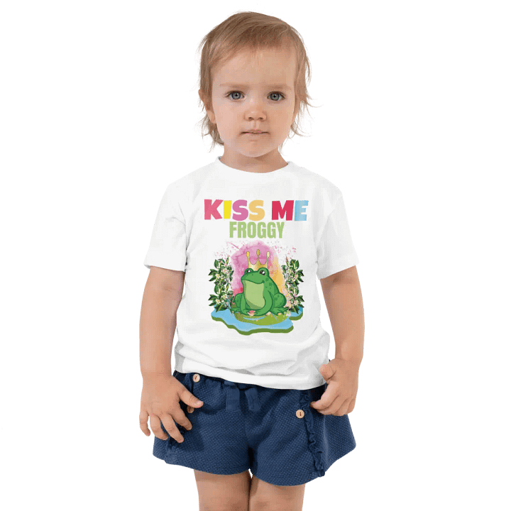 Kiss Me Froggy Colorful Funny Kids T-Shirt – Trendy Bella + Canvas Toddler Funny Shirt product image (2)