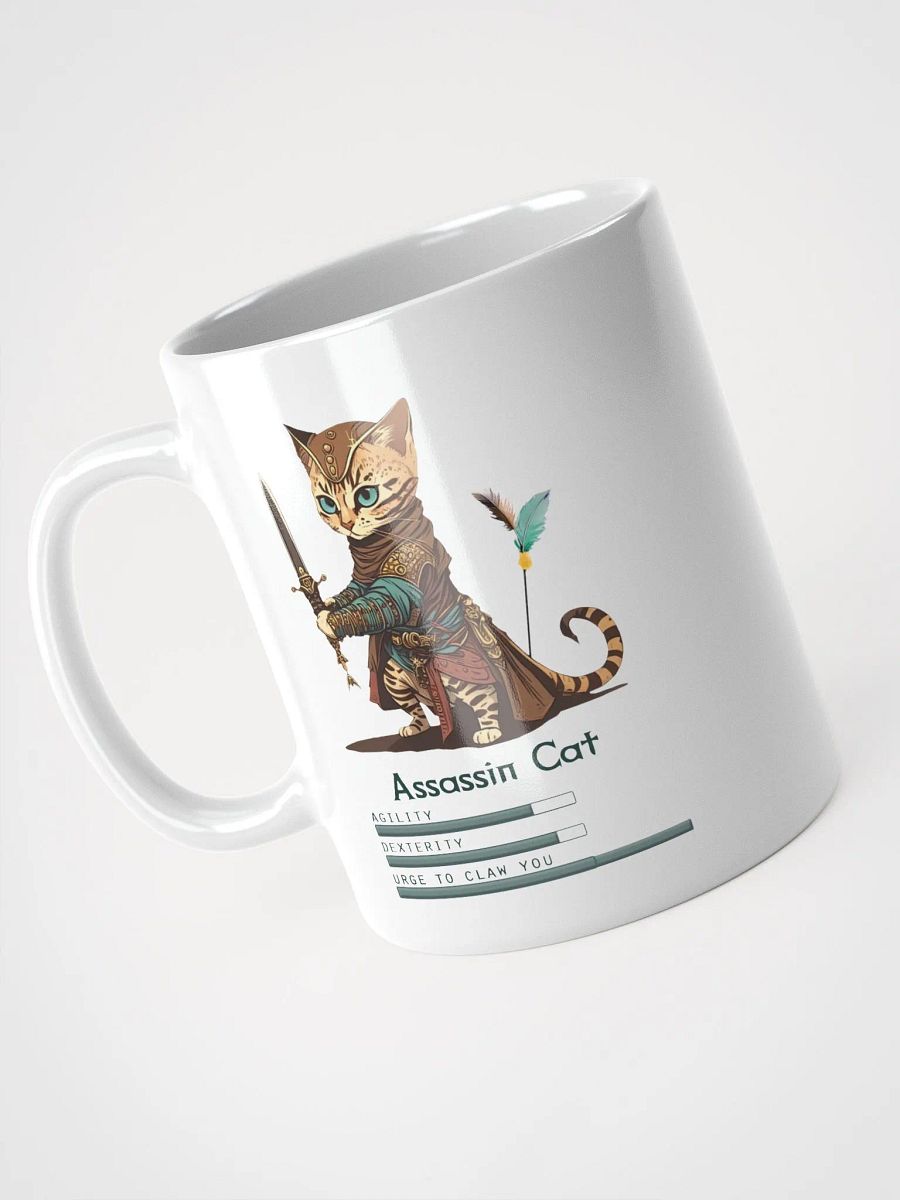 RPG Assassin Cat white ceramic mug 11oz 15oz 20oz for gamers and cat lovers product image (9)