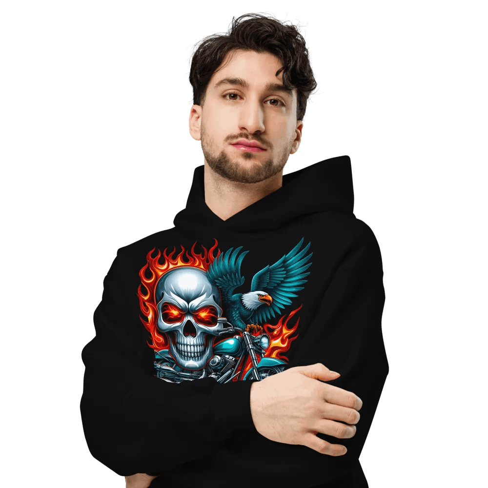 Eagle Fire Skull Oversized Hoodie #5 product image (6)