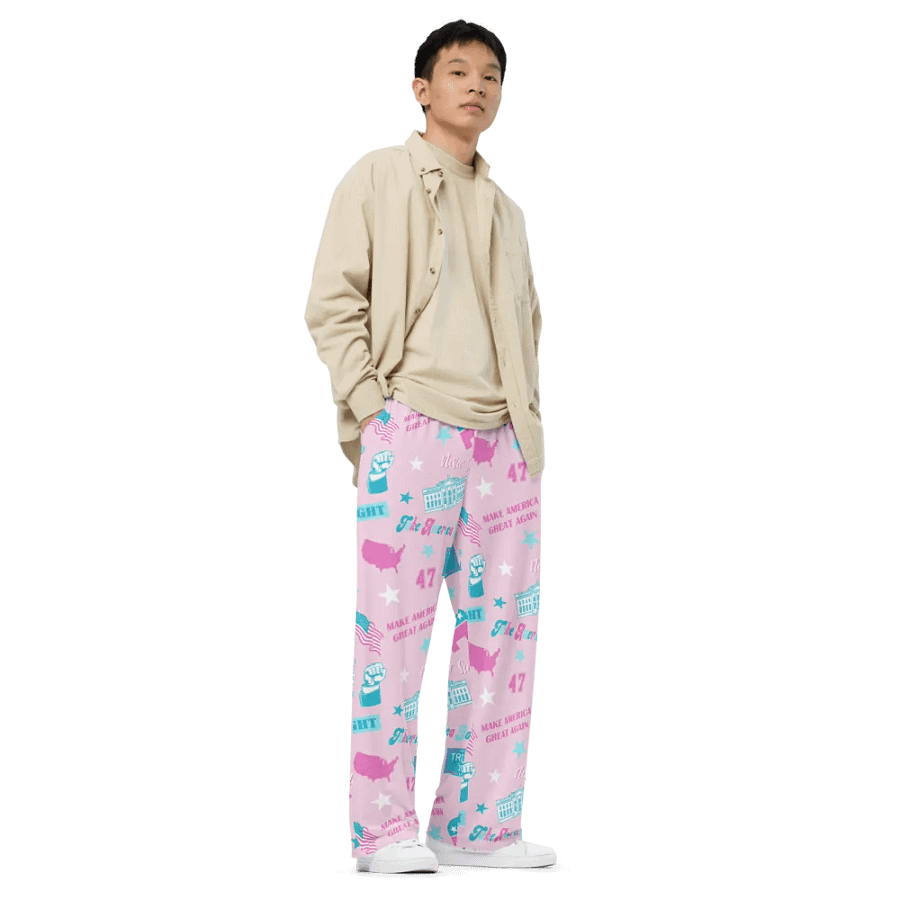 Trump 2024 Election-Themed Patriot Make America Great Again Pink Pattern Pajama Pant product image (8)
