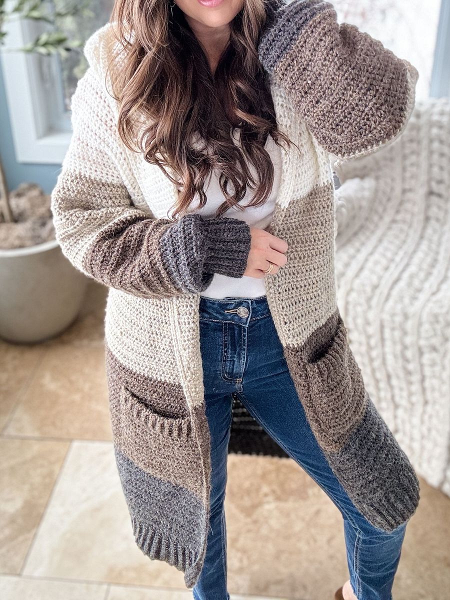 Hooded Colour Block Cardigan Crochet Pattern product image (3)