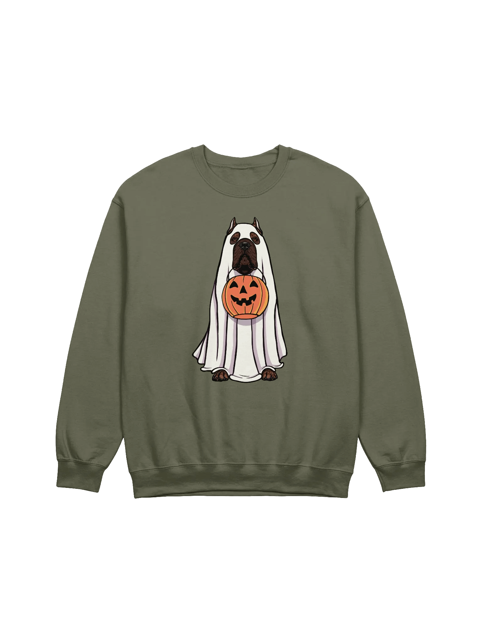 Funny Halloween Cane Corso(Brindle) Sweatshirt | Funny Cane Corso Wearing a Ghost Costume and Holding a Pumpkin Basket product image (17)